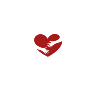 Red heart being hugged